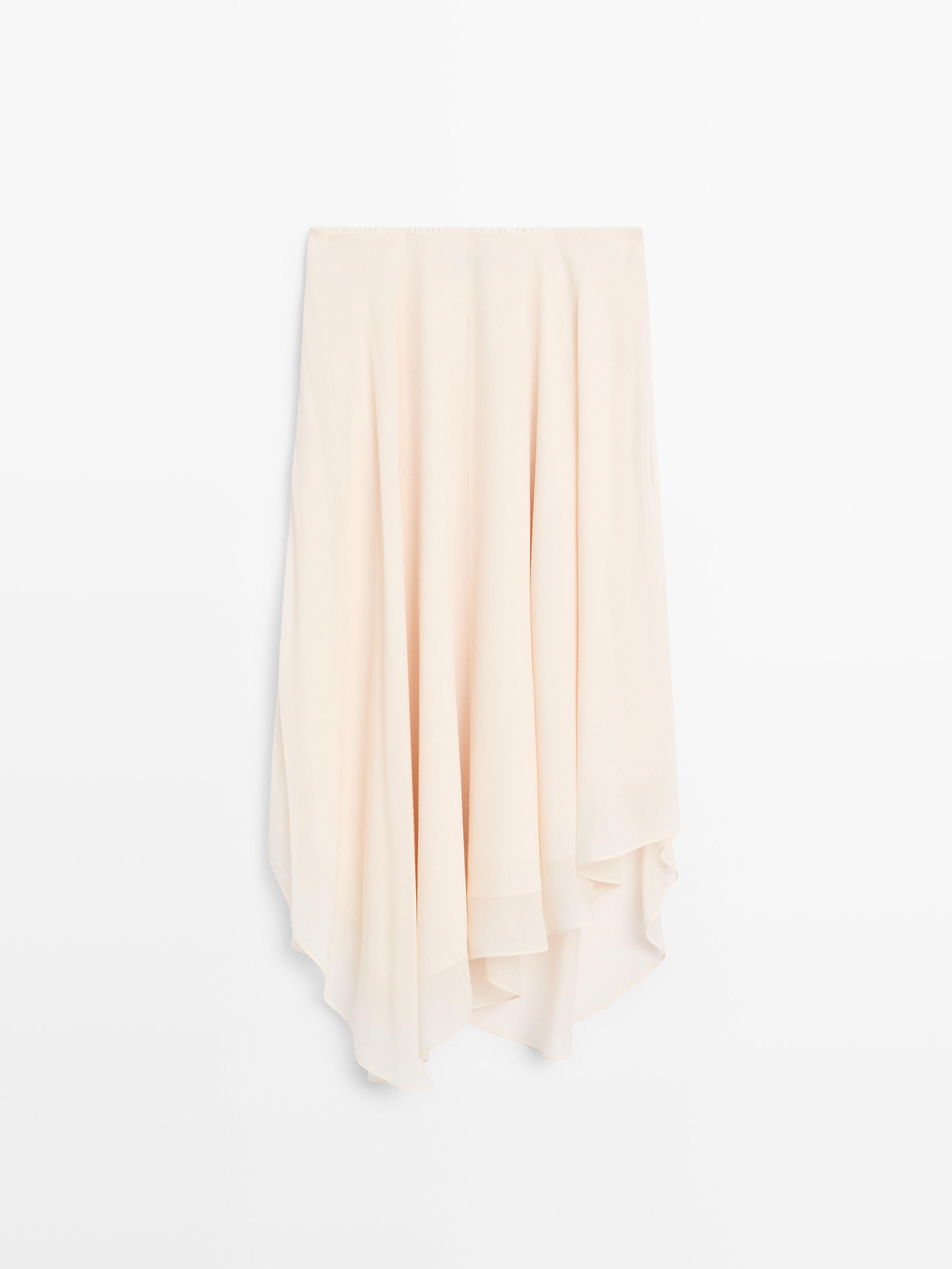 Flowing asymmetric midi skirt